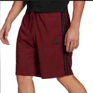 Adidas Men's Burgundy and Black Athletic Shorts